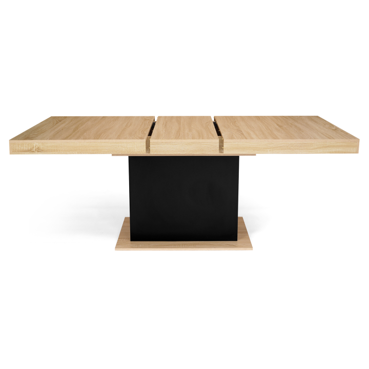 Table à manger extensible rectangle EDEN 6-10 personnes bois et noir 160-200 cm