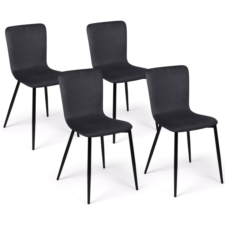 Lot de 4 chaises MACHA en velours gris foncé pour salle à manger