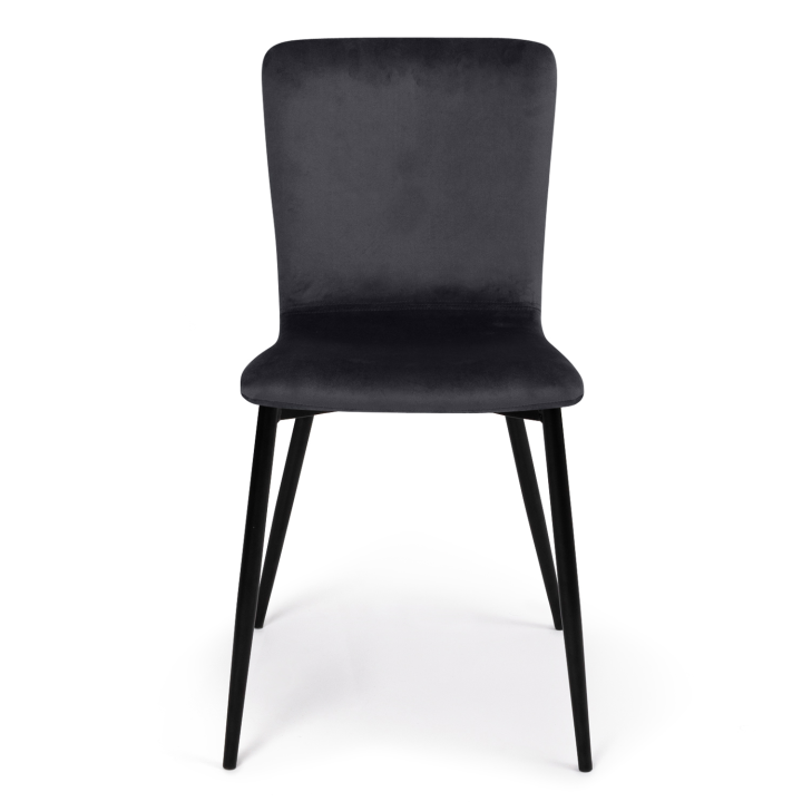 Lot de 4 chaises MACHA en velours gris foncé pour salle à manger