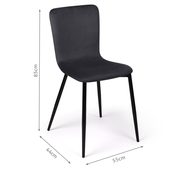 Lot de 4 chaises MACHA en velours gris foncé pour salle à manger