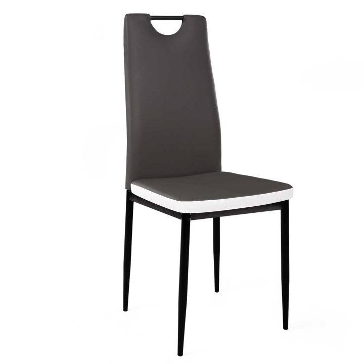 Lot de 6 chaises RONA grises bandeau blanc pour salle à manger