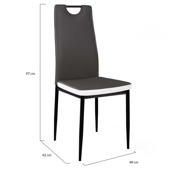 Lot de 6 chaises RONA grises bandeau blanc pour salle à manger