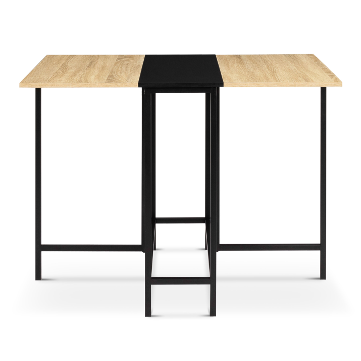 Table console pliable EDI 2-4 personnes façon hêtre et noir design industriel 103 x 76 cm