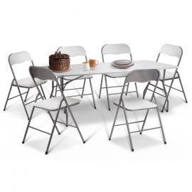 Table pliante rect. + housse drapée blanche 180x75x74 cm - RETIF
