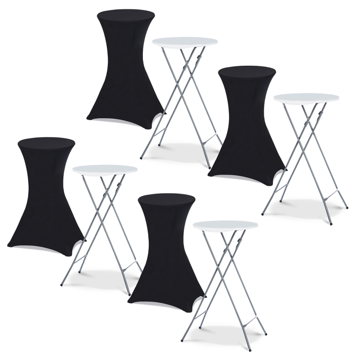 Lot de 4 tables hautes pliantes 105 CM et 4 housses noires