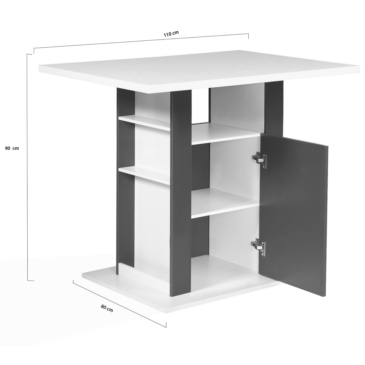 Ensemble îlot central 120 cm et 2 tabourets DETROIT design