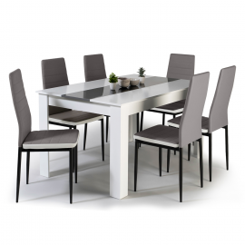 Ensemble Table et 4 chaises, Rectangle Table de Salle à Manger en MDF avec  4 Chaises à Prix Carrefour