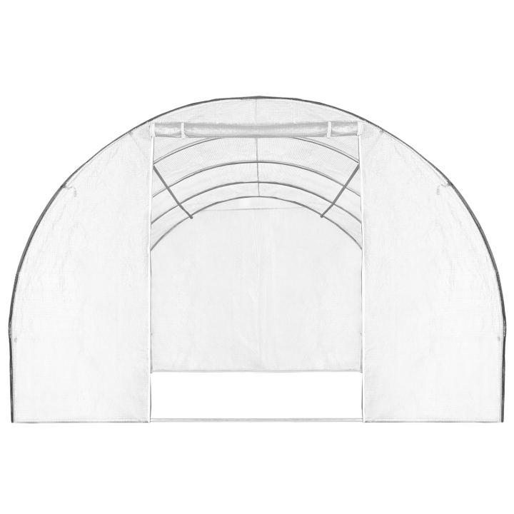 Serre tunnel de jardin 12M² blanche relevable avec moustiquaire