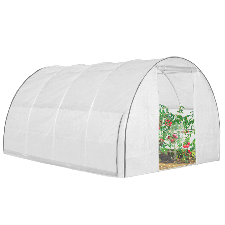 Serre tunnel de jardin 12M² blanche relevable avec moustiquaire