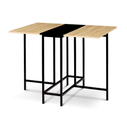 Table console pliable EDI 2-4 personnes façon hêtre et noir design industriel 103 x 76 cm