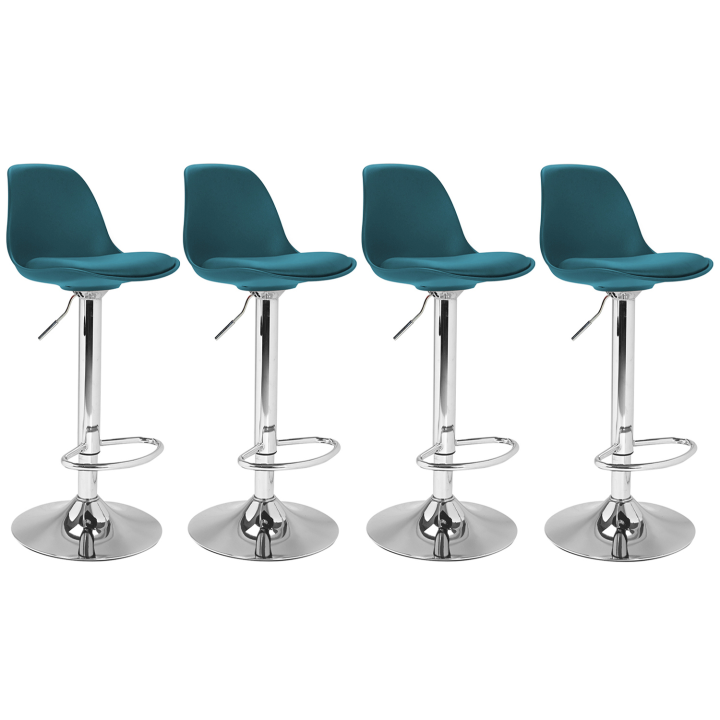 Lot de 4 tabourets de bar KARL design bleu canard