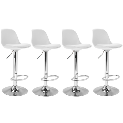 Lot de 4 tabourets de bar KARL design blanc