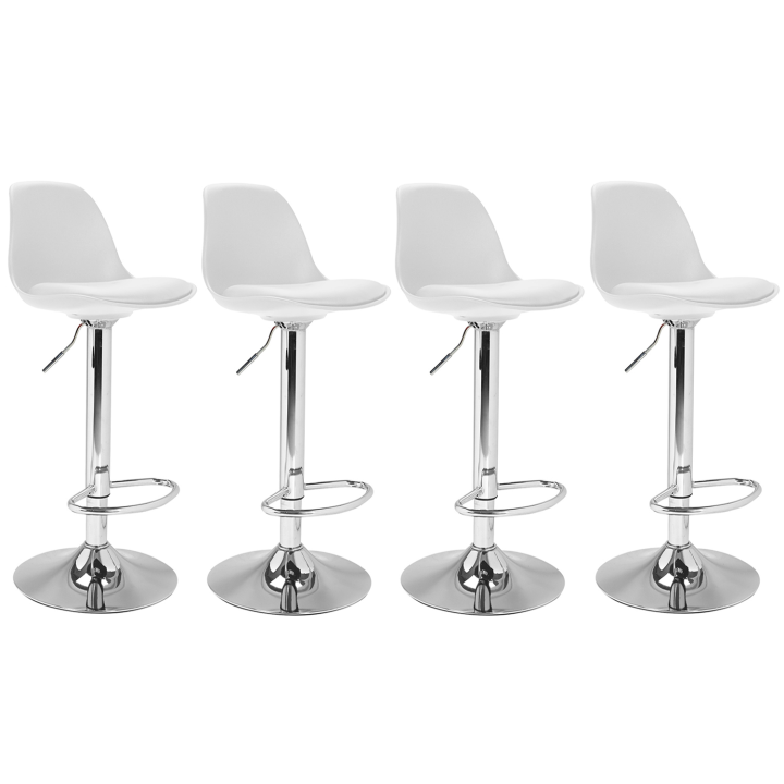 Lot de 4 tabourets de bar KARL design blanc