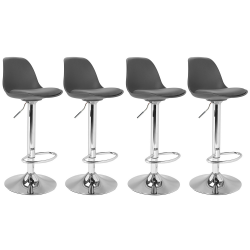 Lot de 4 tabourets de bar KARL design gris