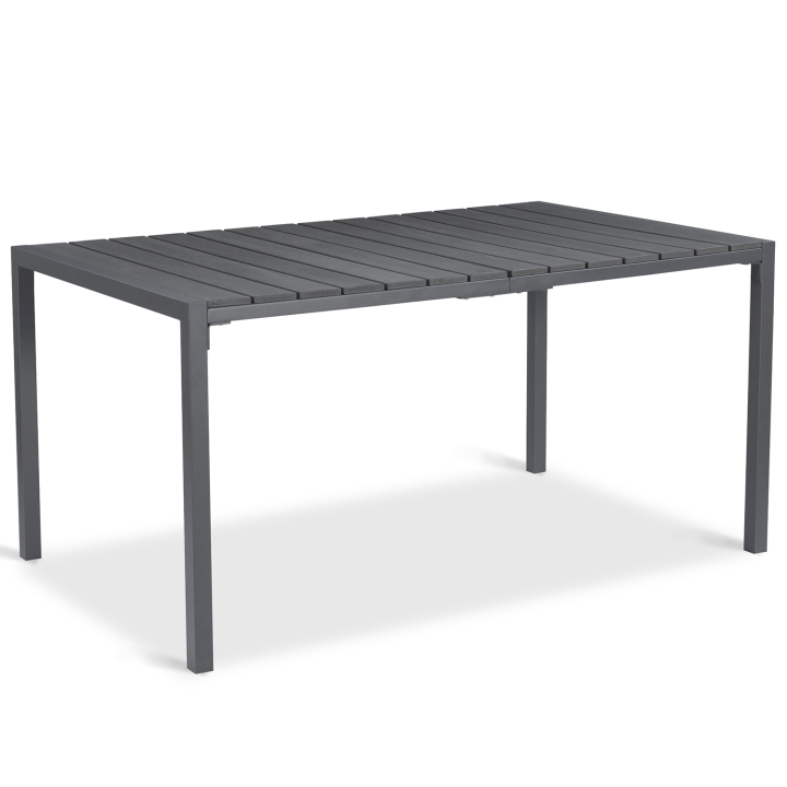 Salon de jardin POLY table 150 CM et 6 chaises empilables gris anthracite