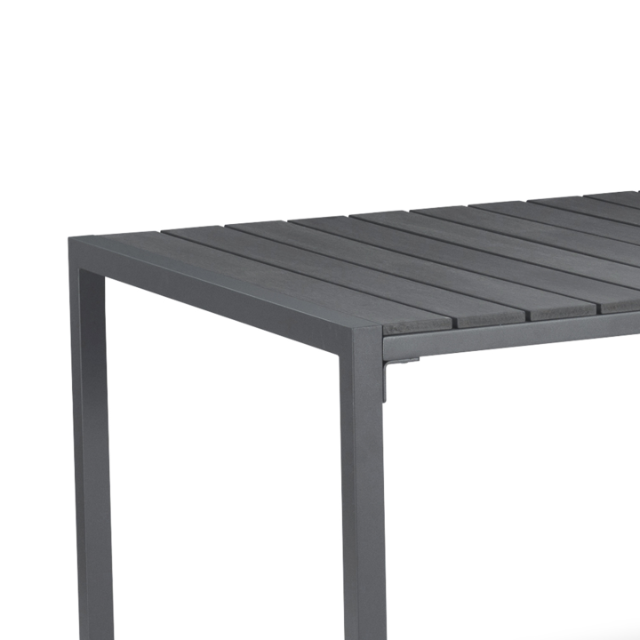 Salon de jardin POLY table 150 CM et 6 chaises empilables gris anthracite