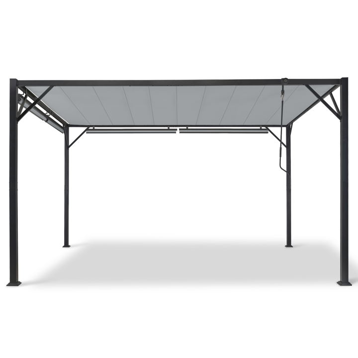 Pergola LUXE lames orientables CEFALU 3x4 M et 4 stores gris clair