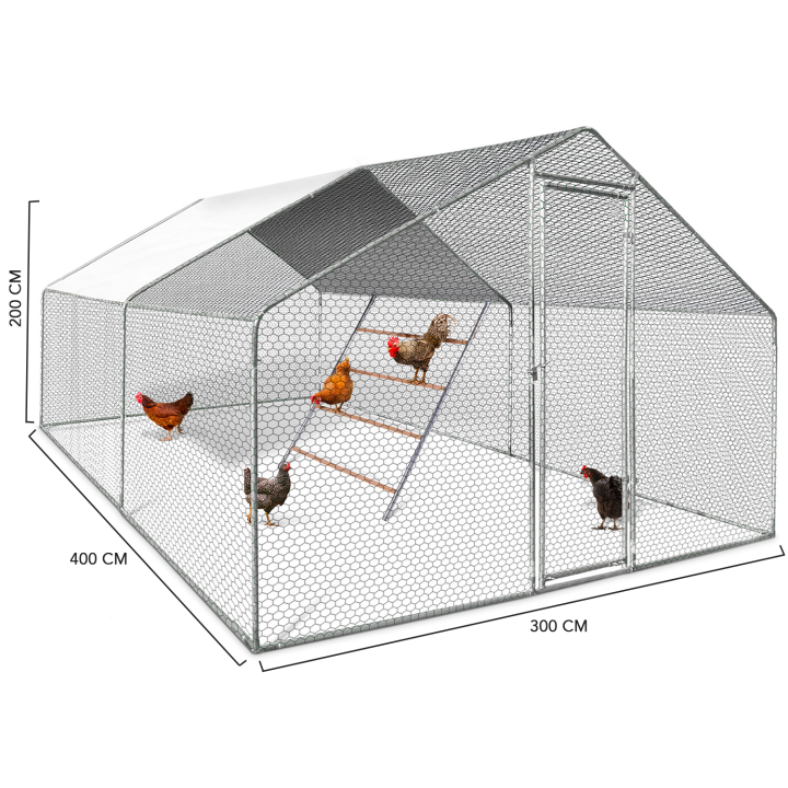 Gallinero barato de 12 m² con percha y estructura de acero | ID Market