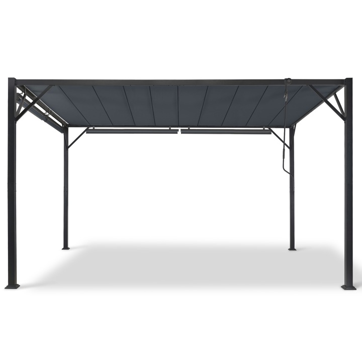 Pergola LUXE lames orientables CEFALU 3x4 M et 4 stores gris anthracite