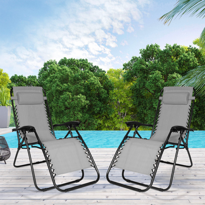 Lot de 2 fauteuils de jardin RELAX grand confort gris anthracite