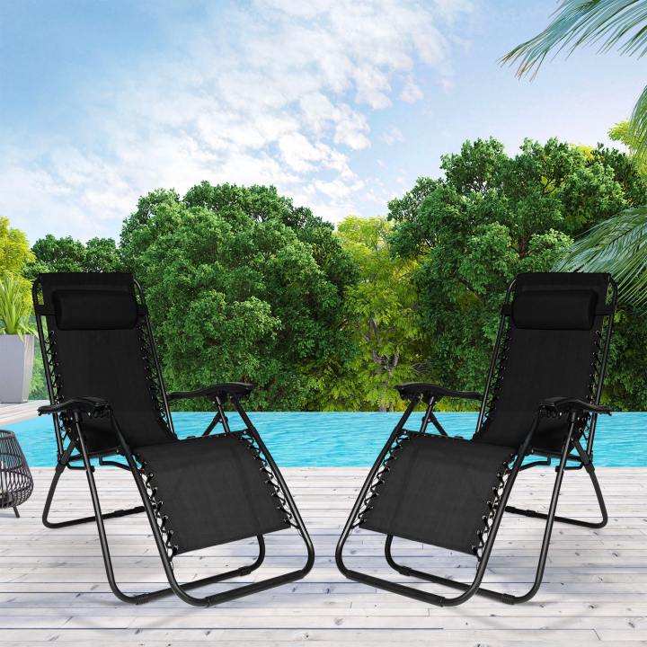 Lot de 2 fauteuils de jardin RELAX grand confort noir