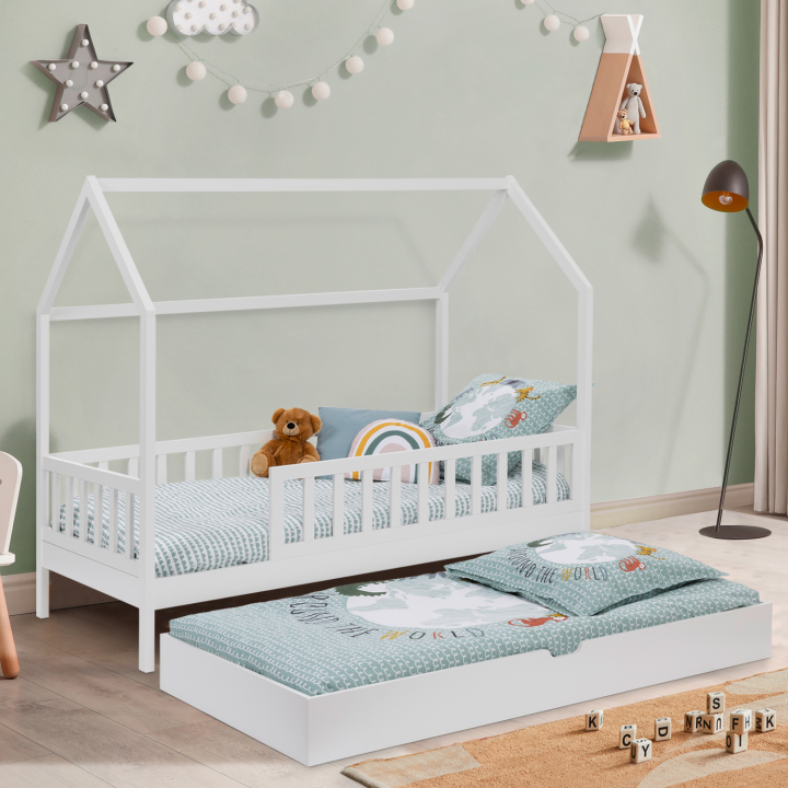 Cabaña infantil cama con cajón 80x160 cm blanco - NEREE | ID Market