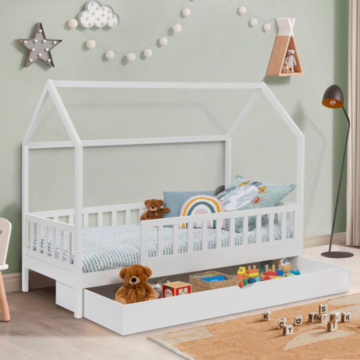 Cabaña infantil cama con cajón 80x160 cm blanco - NEREE | ID Market