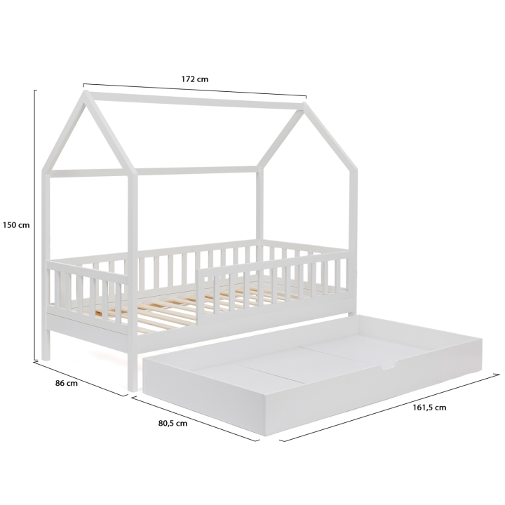 Cabaña infantil cama con cajón 80x160 cm blanco - NEREE | ID Market