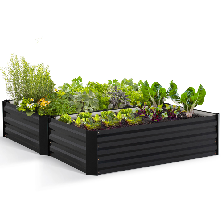 Lot de 2 carrés potagers en métal châssis rectangulaire 115x80 CM gris anthracite