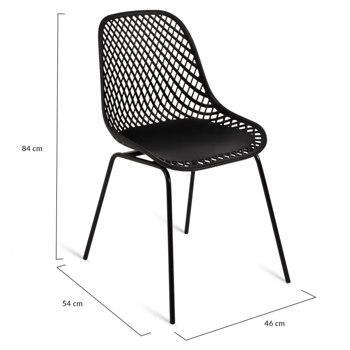 Lot de 4 chaises MAELYS noires pied métal pour salle à manger