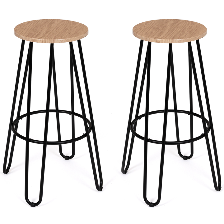 Lot de 2 tabourets de bar DUBLIN assise ronde design industriel