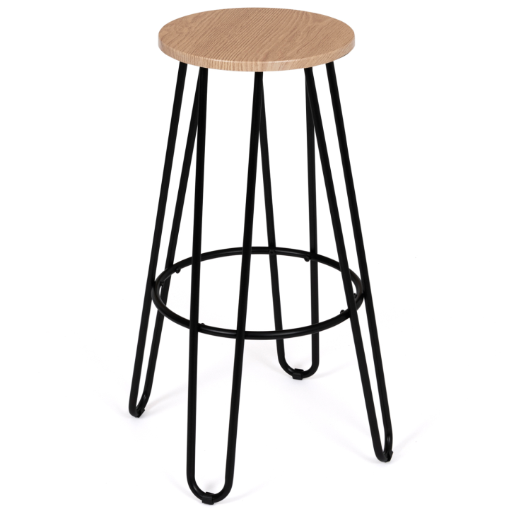 Lot de 2 tabourets de bar DUBLIN assise ronde design industriel