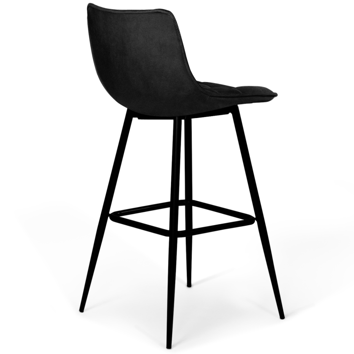 Lot de 4 tabourets de bar MADY en velours noir