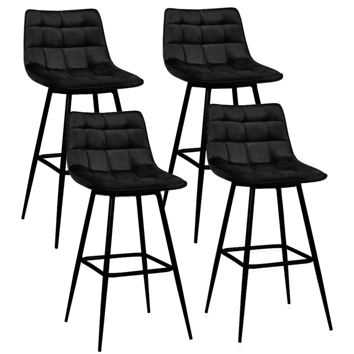 Lot de 4 tabourets de bar MADY en velours noir