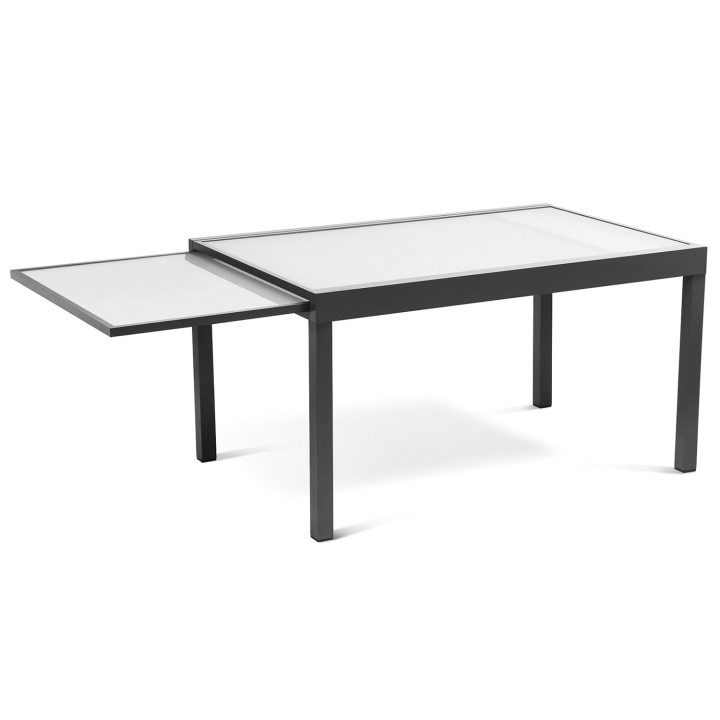 Salon de jardin MADRID table extensible 135-270 CM et 12 chaises empilables gris anthracite