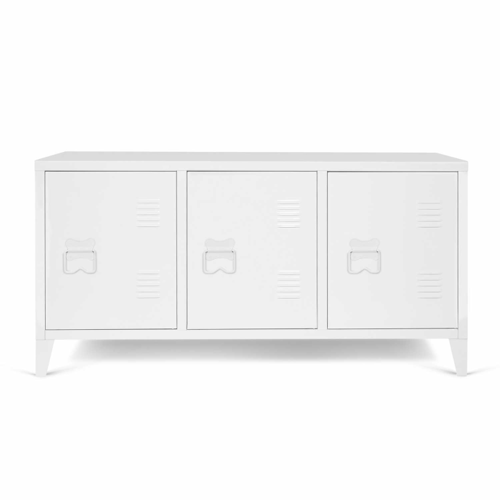 Buffet bas 113 cm ESTER 3 portes métal blanc design industriel