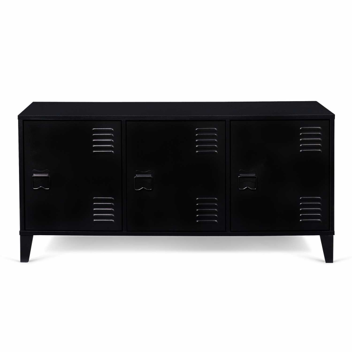 Buffet bas 113 cm ESTER 3 portes métal noir design industriel