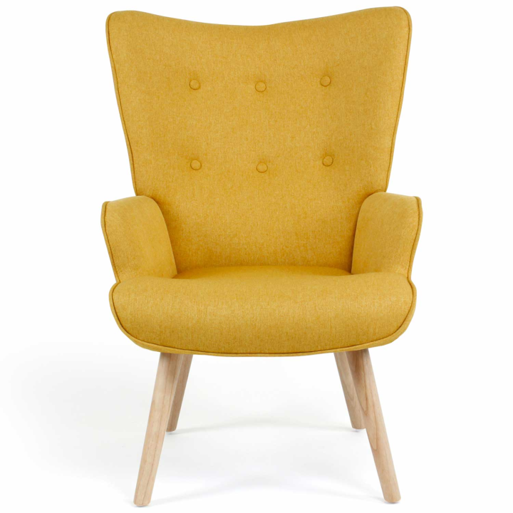 Fauteuil scandinave Ivar en tissu jaune