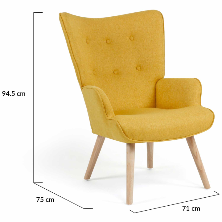 Fauteuil scandinave Ivar en tissu jaune