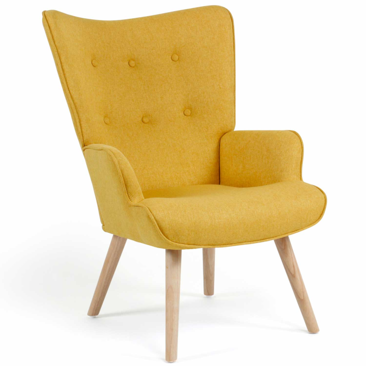 Fauteuil scandinave Ivar en tissu jaune