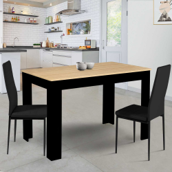 Mesa de comedor negra y madera para 4 110 cm - ROZY | ID Market