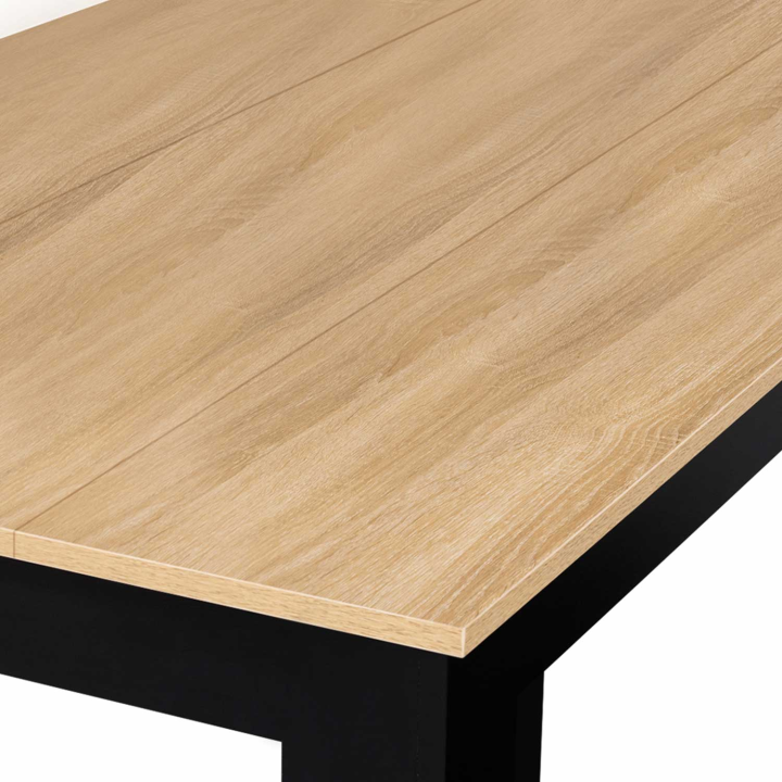 Mesa de comedor negra y madera para 4 110 cm - ROZY | ID Market