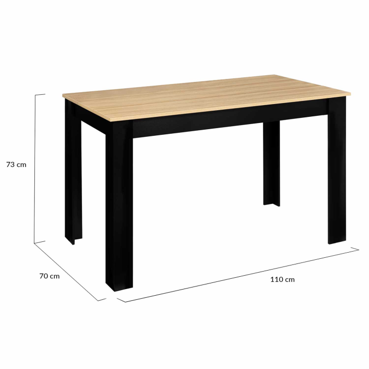 Mesa de comedor negra y madera para 4 110 cm - ROZY | ID Market