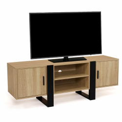 Meuble TV 140 cm PHOENIX 2 portes bois et noir