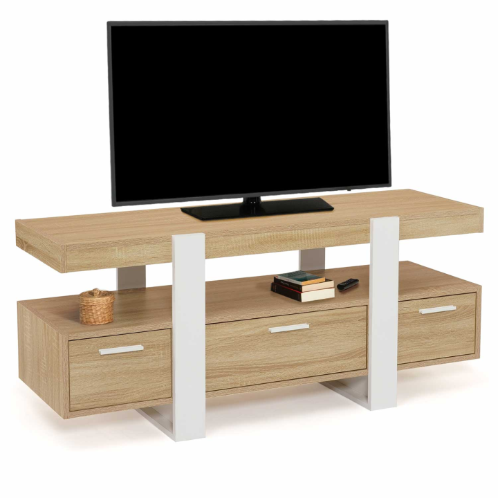 Soporte de TV blanco y madera con cajones de 116 cm - PHOENIX | ID Market