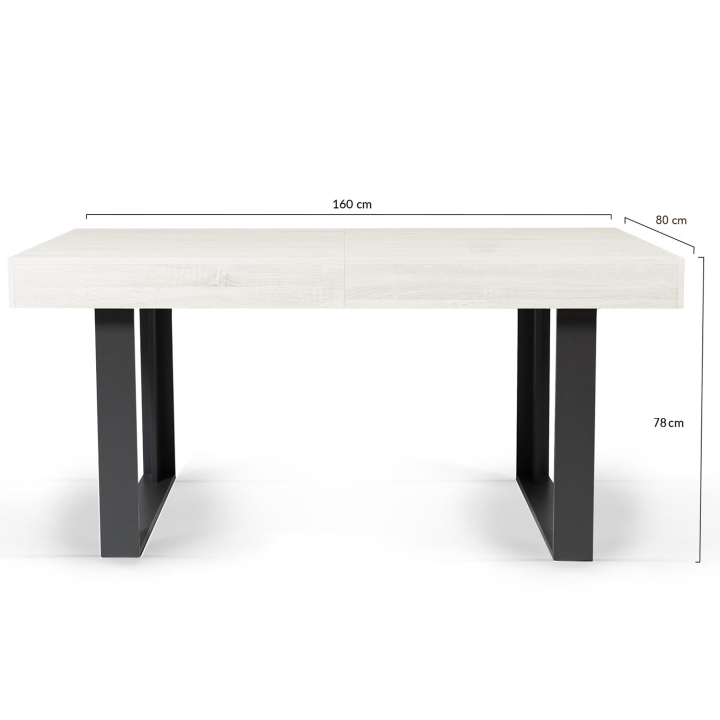 Table à manger extensible rectangle PHOENIX 6-10 personnes bois gris 160-200 cm