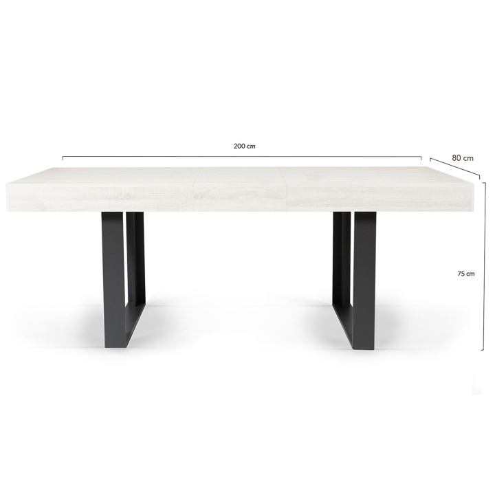 Table à manger extensible rectangle PHOENIX 6-10 personnes bois gris 160-200 cm