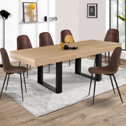 Mesa de comedor industrial de madera y negro 224cm - PHOENIX | ID Market