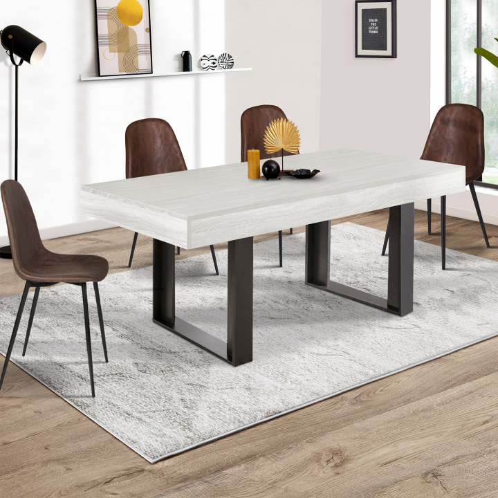 Table à manger rectangle PHOENIX 6 personnes bois gris 160 cm