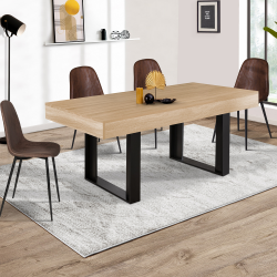 Mesa de comedor industrial de haya imitación madera 160 cm - PHOENIX | ID Market